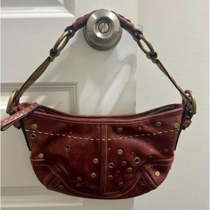Rust/Brown Studded Coach Small Boho Handbag